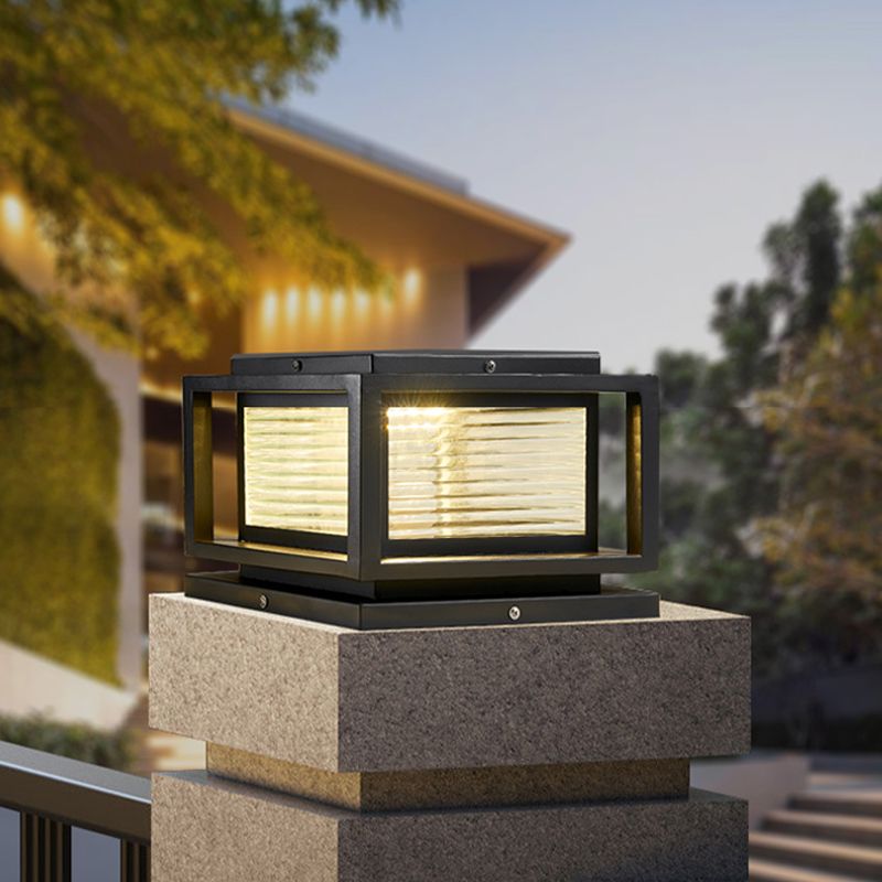 Ray Lămpi metalice dreptunghiulare LED contemporane pentru exterior, negre