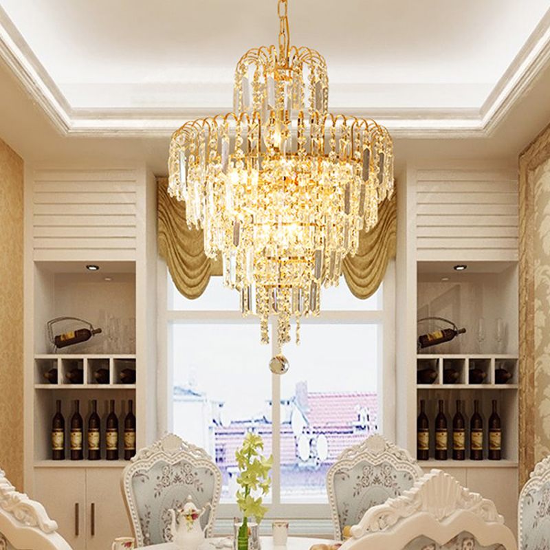 Kristy de lux 5 Layers Tassel cristal auriu candelabru