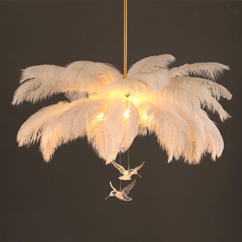 O'Moore Ostrich contemporan Elegant Feather candelabru, alb