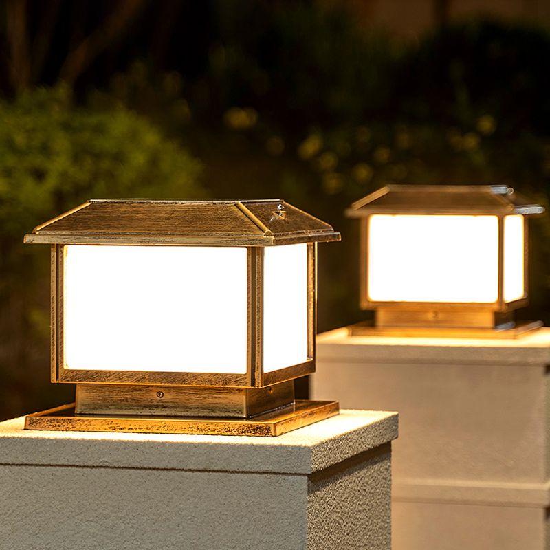 Ray Vintage Rectangle metal Outdoor Solar Lamps, negru/bronz