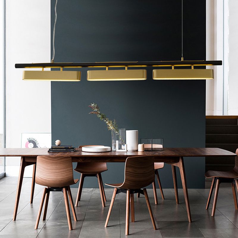 Arisha lampă suspendată dreptunghiulară modernă, metal, negru/alamă, birou