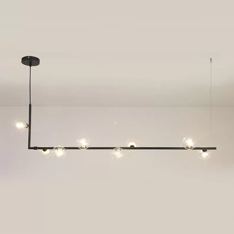 Valentina lampă suspendată minimalistă Lineară, negru & auriu, 6/8 surse de lumină