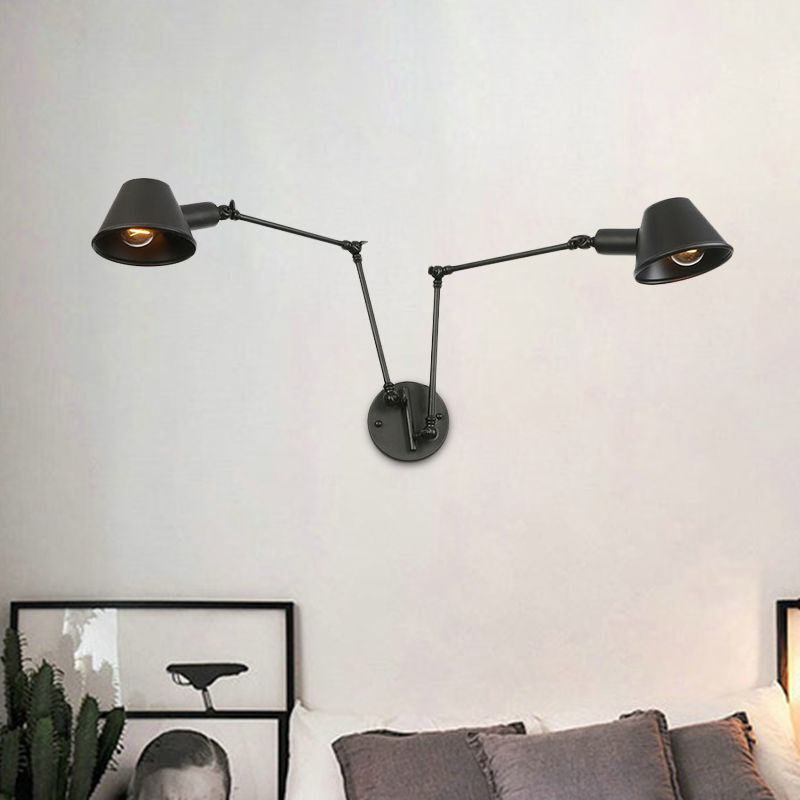 Epoch aplică de perete vintage reglabilă din metal, culoare neagră/rugină, pentru dormitor