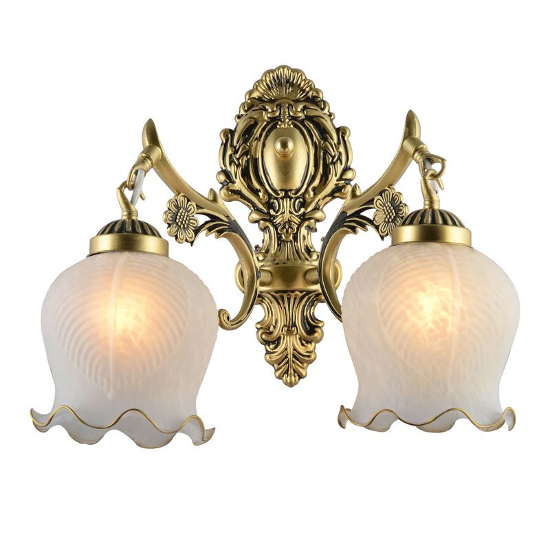 Arisha aplică de perete lampă de perete modernă în formă de floare, Vintage metal & sticlă, alb/bronz