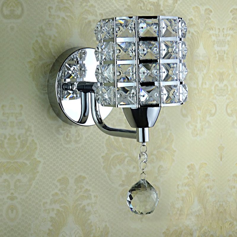Kristy aplică de perete cilindrică vintage din metal, aur/inox