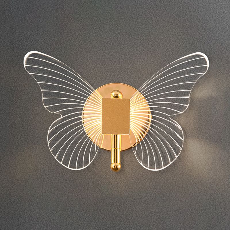 Arisha aplică de perete aurie din metal, jucăușă, cu fluturi