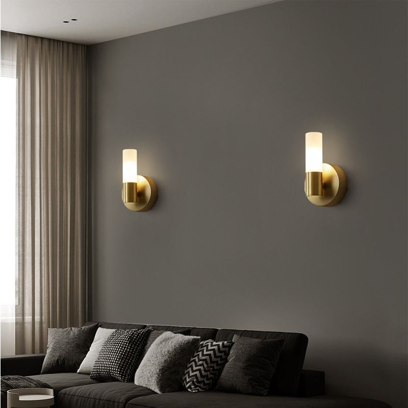 Arisha aplică de perete aurie din metal, modernă, cilindrică, LED