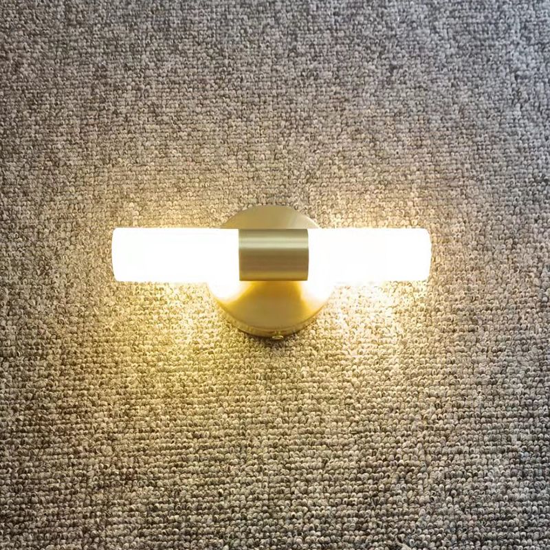 Arisha aplică de perete aurie din metal, modernă, cilindrică, LED