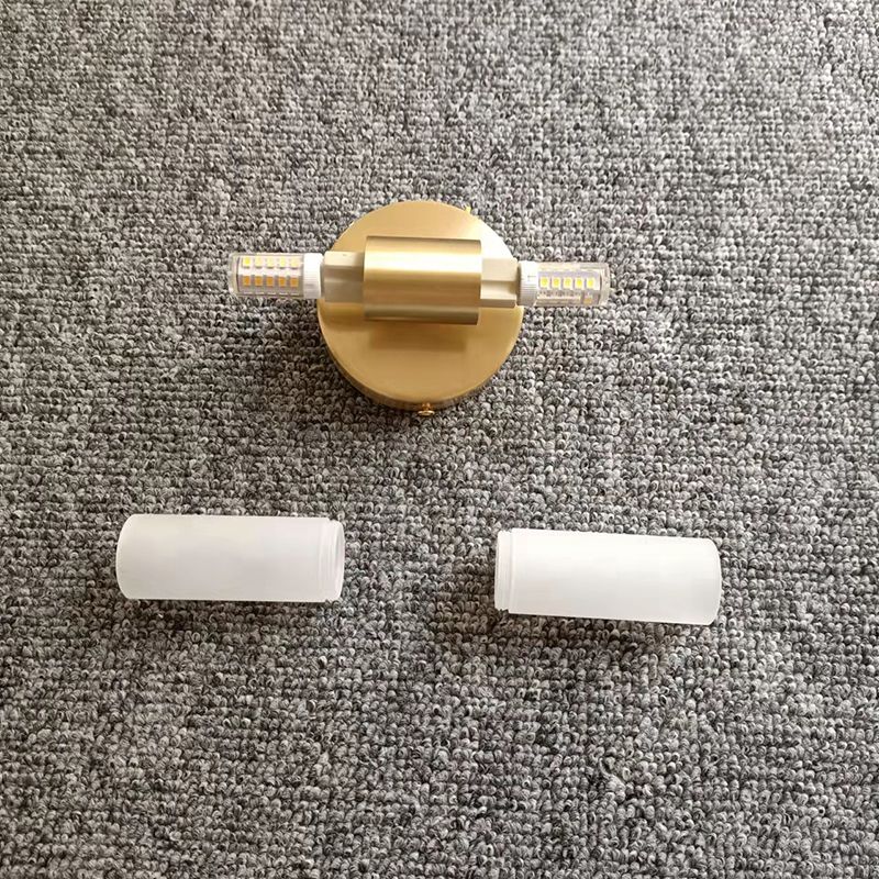 Arisha aplică de perete aurie din metal, modernă, cilindrică, LED