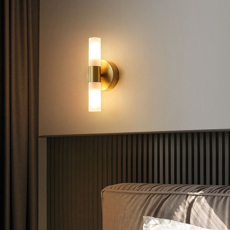 Arisha aplică de perete aurie din metal, modernă, cilindrică, LED