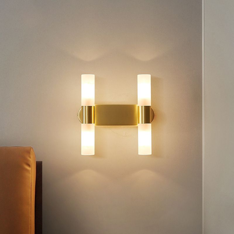 Arisha aplică de perete aurie din metal, modernă, cilindrică, LED