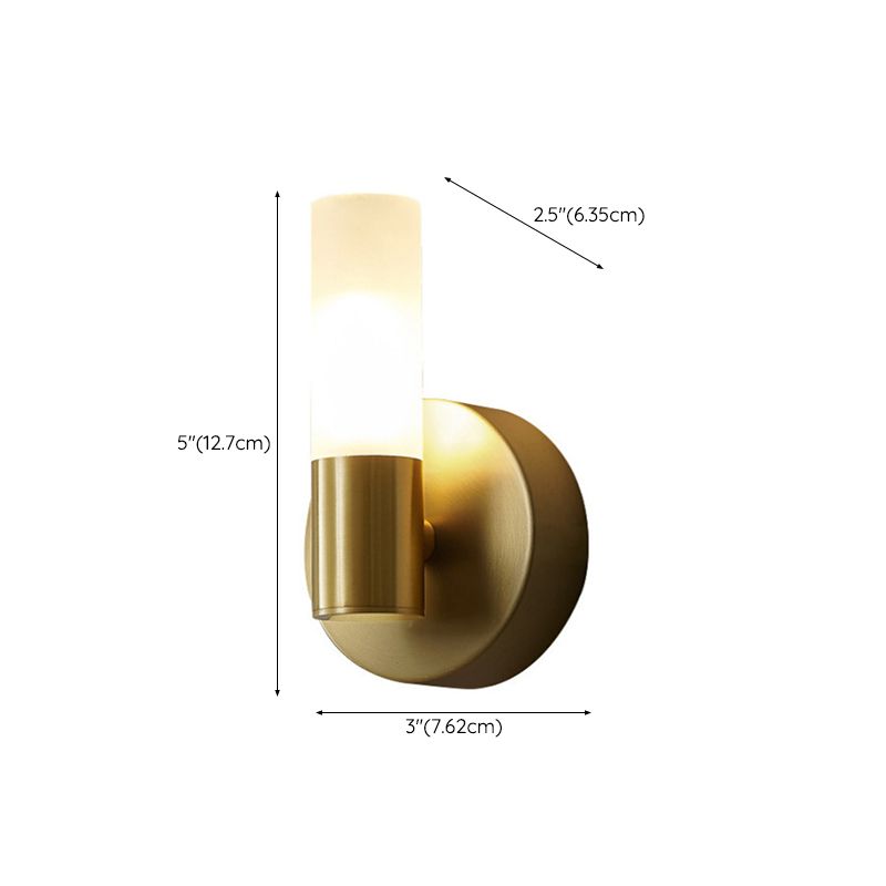 Arisha aplică de perete aurie din metal, modernă, cilindrică, LED