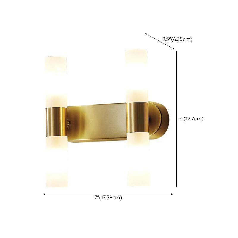 Arisha aplică de perete aurie din metal, modernă, cilindrică, LED