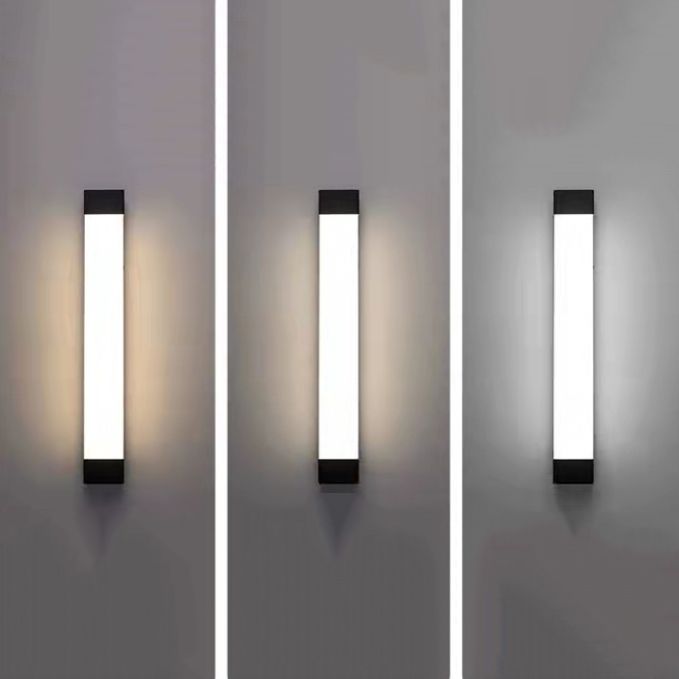 Ray aplică de perete pentru exterior neagră din metal, minimalistă, liniară