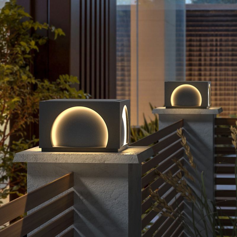 Ray lampă de perete pentru exterior din metal dreptunghiular modern, negru