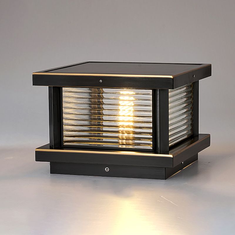 Ray modernă dreptunghiulară din metal pentru exterior cu panou solar, neagră/alamă/bronz