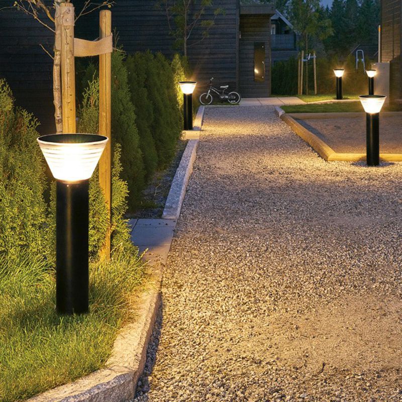 Ray modern Conical Solar Outdoor Bollard Light, negru
