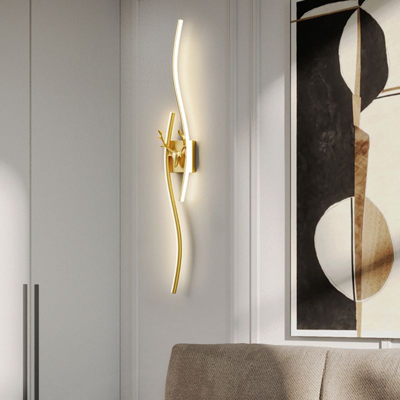 Arisha modern Linear metal oglindă LED aplică de perete, negru/Aur