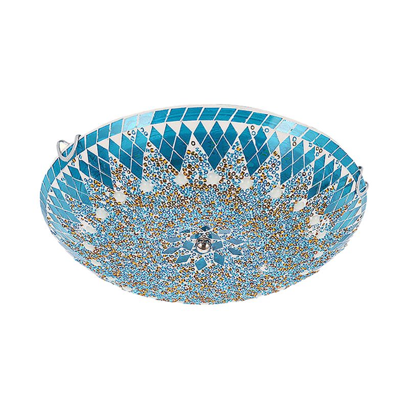 Tiffany plafonieră aplicată modern Mediterranean din sticlă albastru/galben/alb