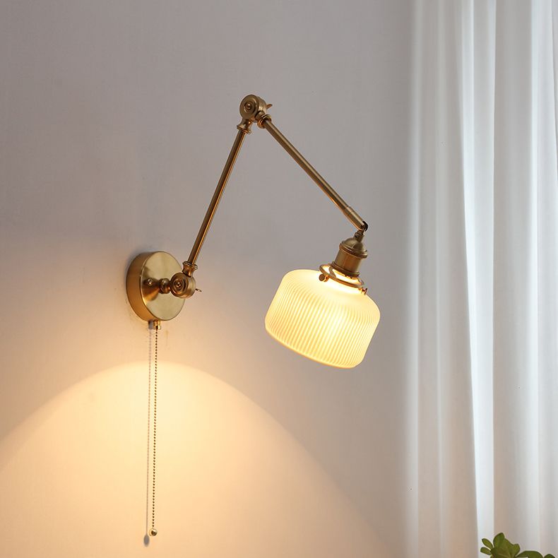 Arisha aplică de perete albă din ceramică și metal, modernă, în formă de tambur, reglabilă