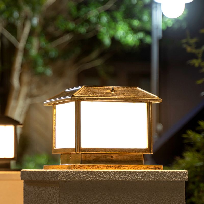 Ray Vintage Rectangle metal Outdoor Solar Lamps, negru/bronz