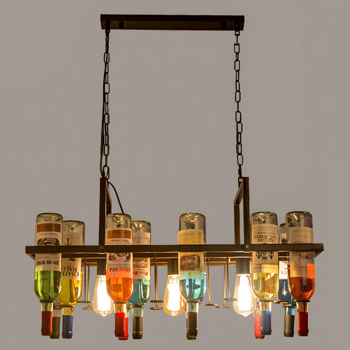 Austin Art Deco lampă suspendată din sticlă de sticlă pentru Burechi de Vin Finisaj Rust