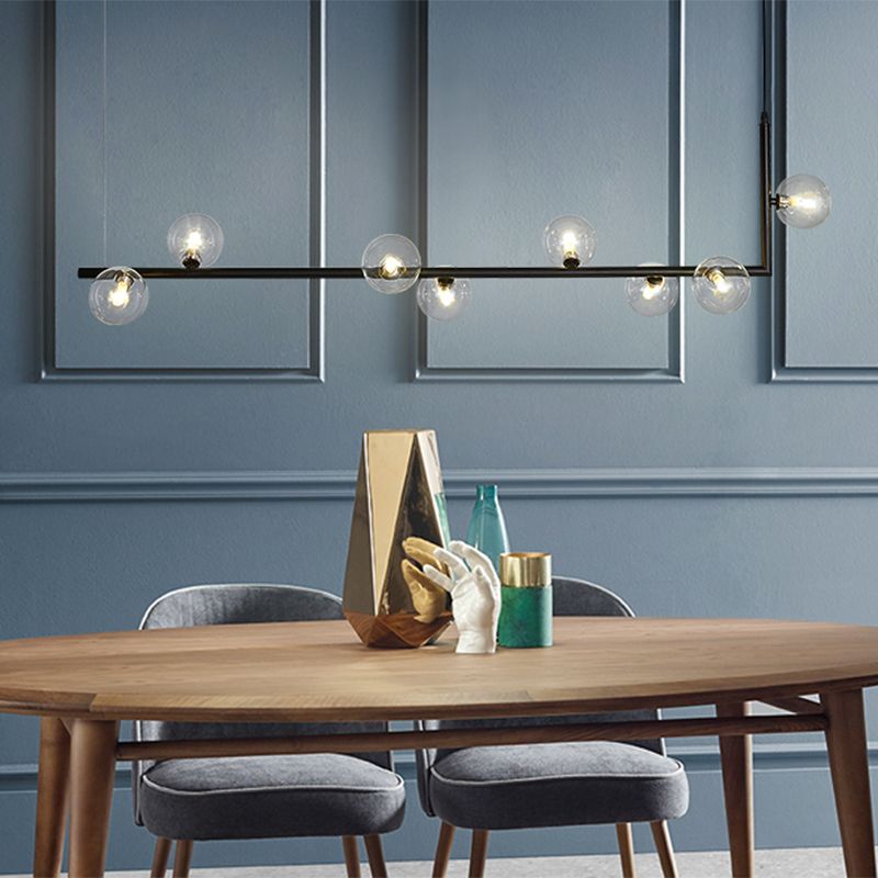 Valentina lampă suspendată minimalistă Lineară, negru & auriu, 6/8 surse de lumină