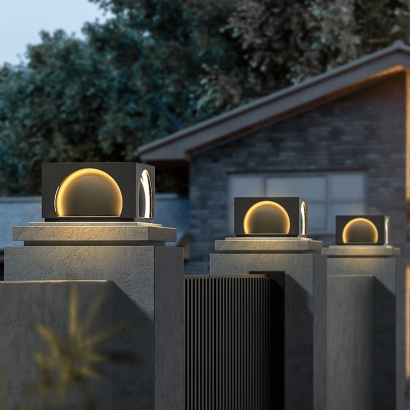 Ray lampă de perete pentru exterior din metal dreptunghiular modern, negru