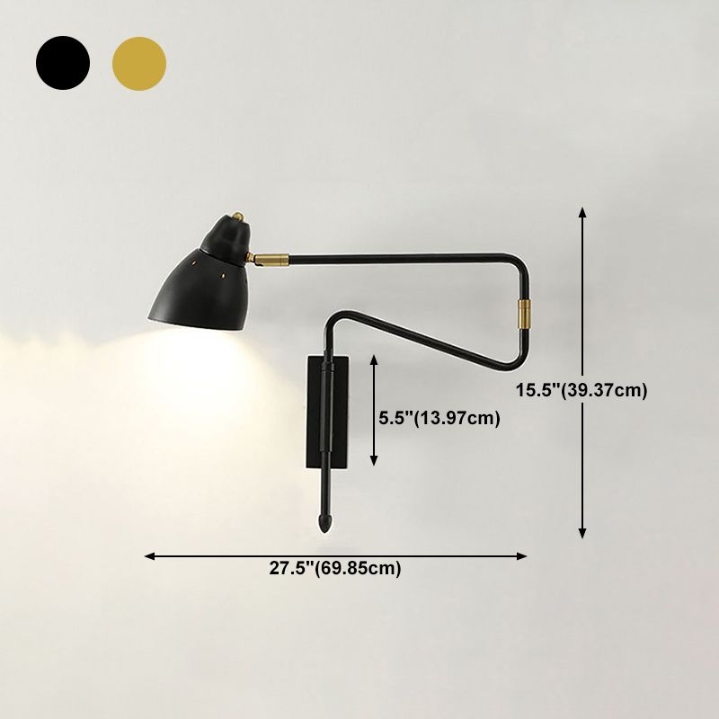 Aria aplică de perete modernă, metal reglabil, culoare neagră/aurie, pentru birou