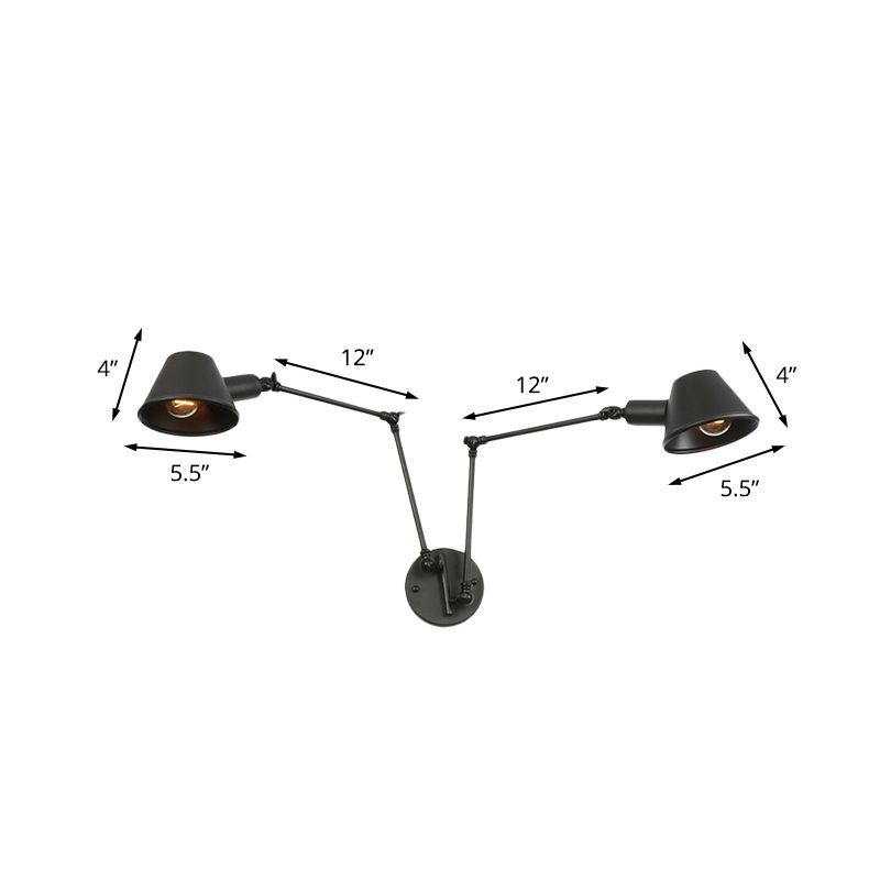 Epoch aplică de perete vintage reglabilă din metal, culoare neagră/rugină, pentru dormitor