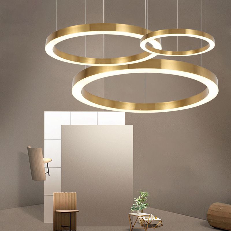 Arisha lampă suspendată aurie din metal, modernă, în formă de inel