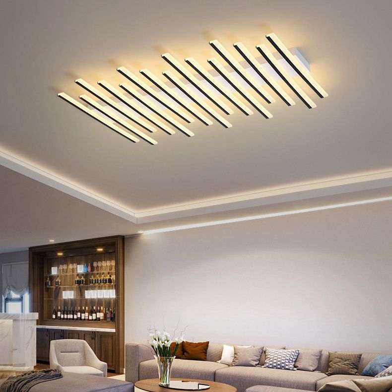 Arisha plafonieră aplicată liniară modernă, undă neagră, living/cameră de zi