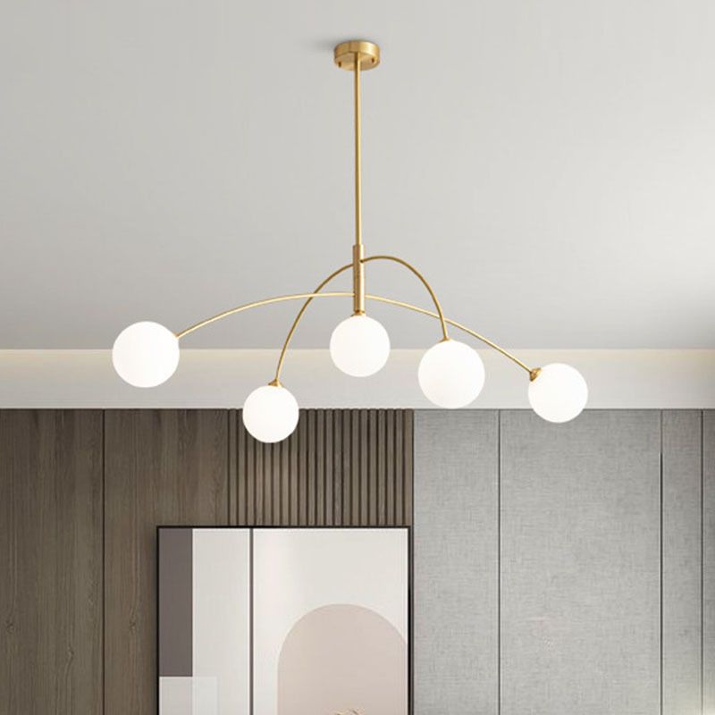 Valentina lampă suspendată glob modern, metal/sticlă, negru/aur, dormitor