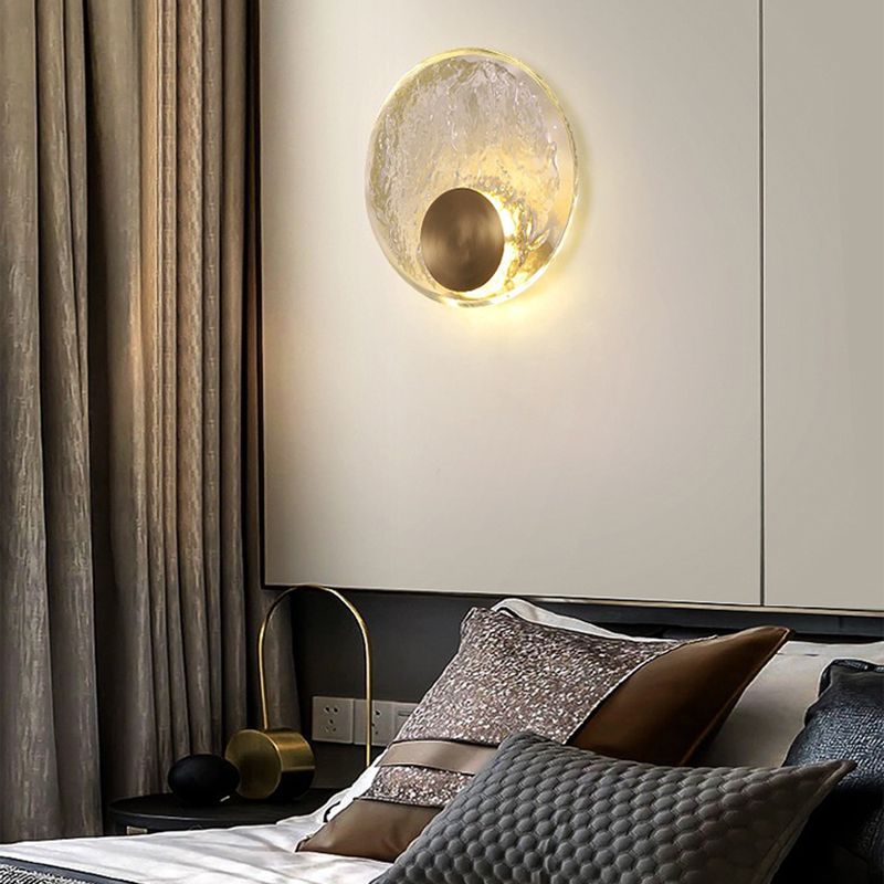 Kristy aplică de perete Art Deco cu glob din cristal și metal, aurie, pentru dormitor