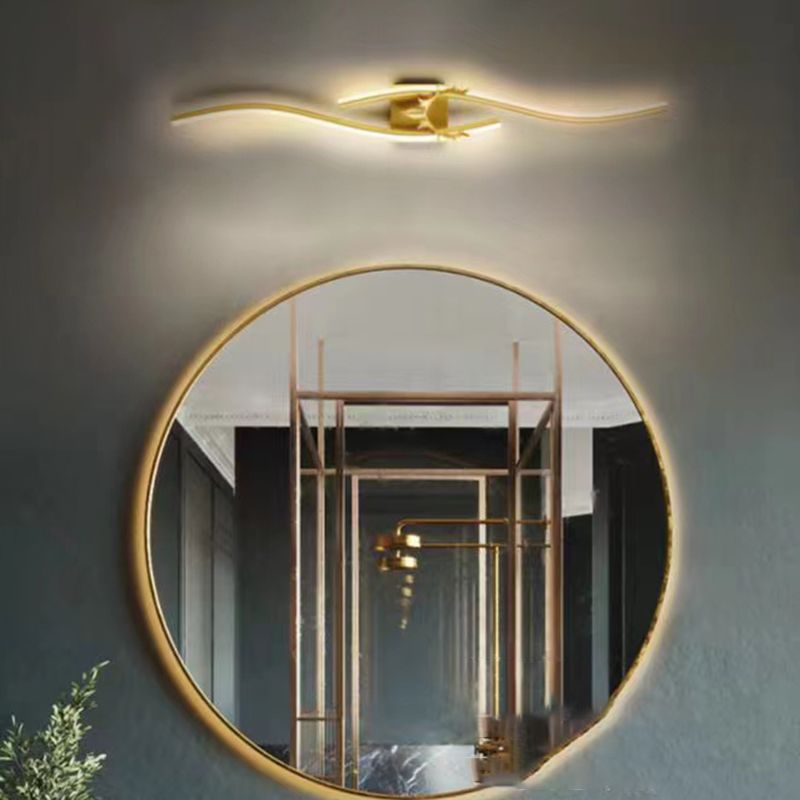 Arisha modern Linear metal oglindă LED aplică de perete, negru/Aur