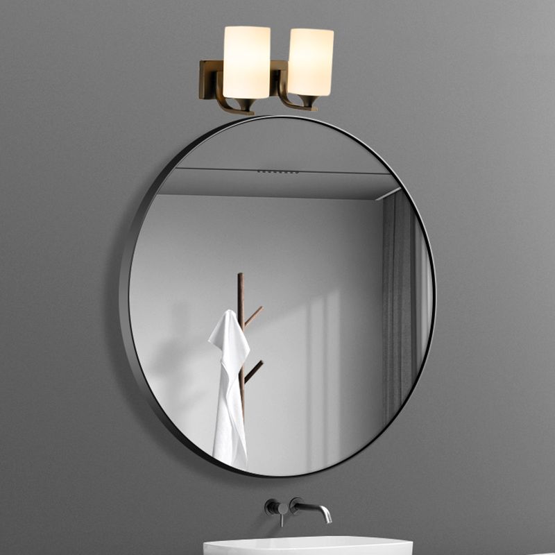 Tiffany Minimalism Cylindrical metal sticlă Art oglindă aplică de perete, negru/crom