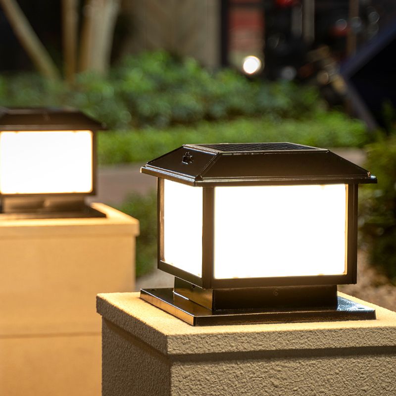 Ray Vintage Rectangle metal Outdoor Solar Lamps, negru/bronz