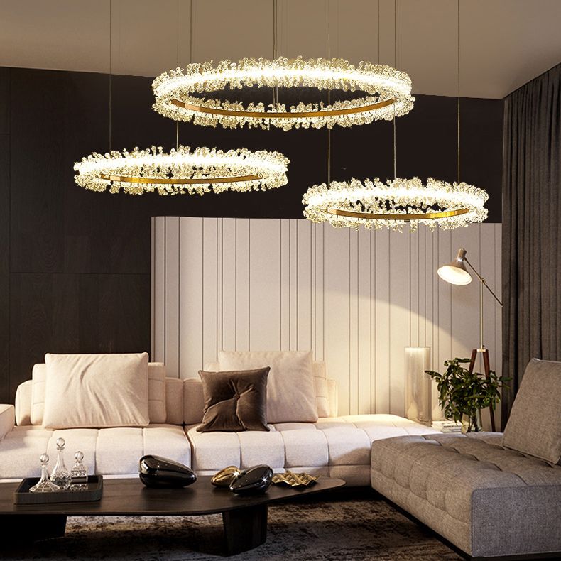 Kristy lampă suspendată din cristal, de lux, circulară, cu ciucuri