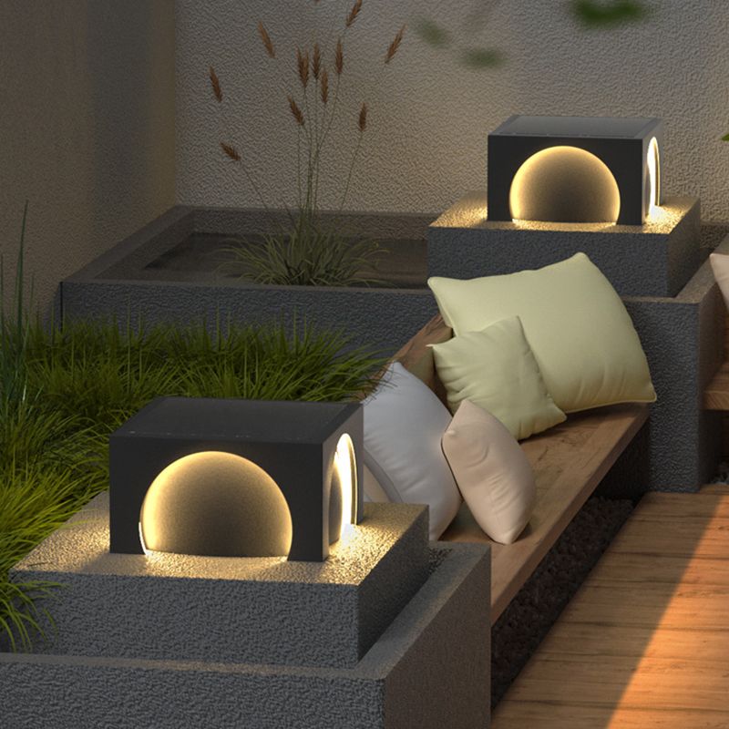 Ray lampă de perete pentru exterior din metal dreptunghiular modern, negru