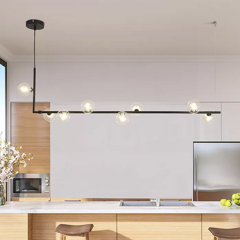 Valentina lampă suspendată minimalistă Lineară, negru & auriu, 6/8 surse de lumină