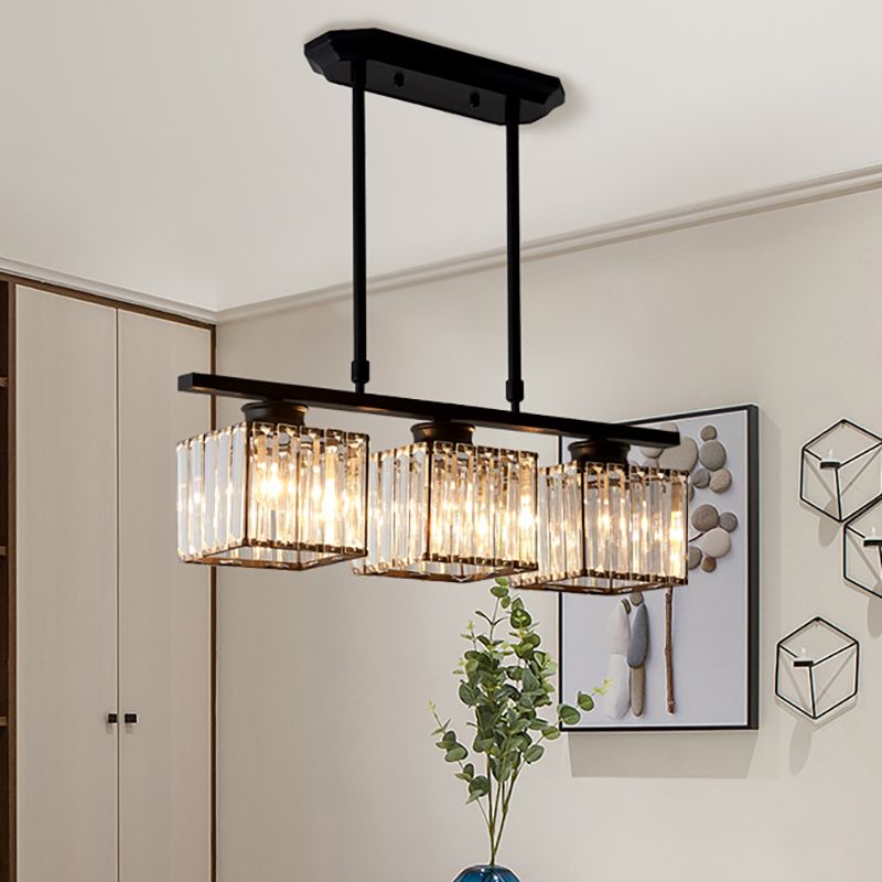 Kristy cristal Square lampă suspendată, negru & auriu, 3/4 surse de lumină