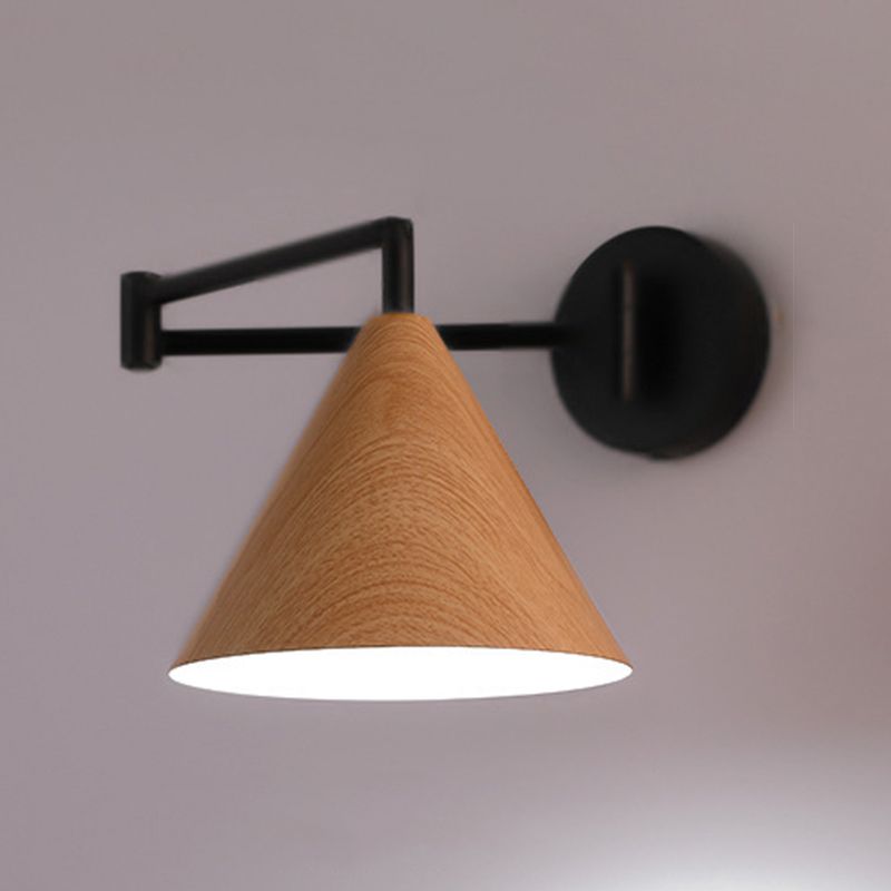 Muto aplică de perete lampă de perete conică reglabilă, metal/lemn, pentru dormitor