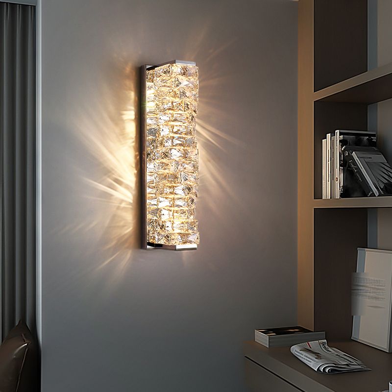Kristy aplică de perete din metal și cristal, modernă, dreptunghiulară, LED, pentru zona oglinzii