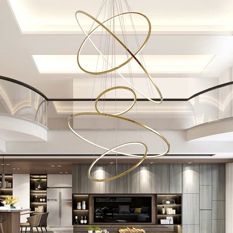 Arisha lampă suspendată aurie din metal, minimalistă, în formă de inel, pentru living