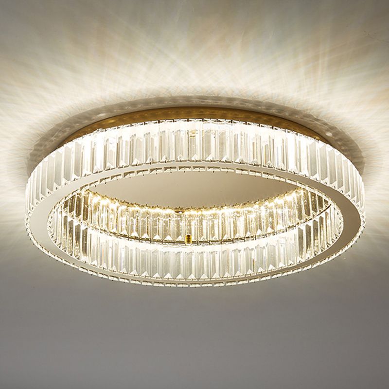 Kristy plafonieră aplicată aurie din cristal, modernă, în stil Art Deco, circulară