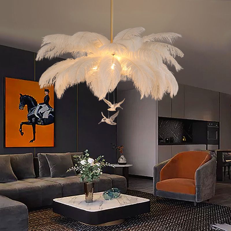 O'Moore Ostrich contemporan Elegant Feather candelabru, alb