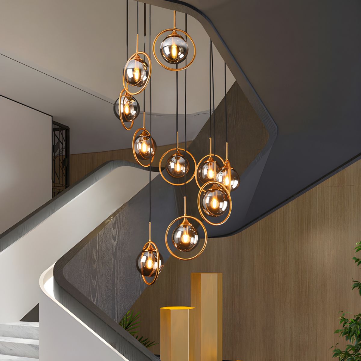 Valentina modern Spiral Ball sticlă Staircase candelabru