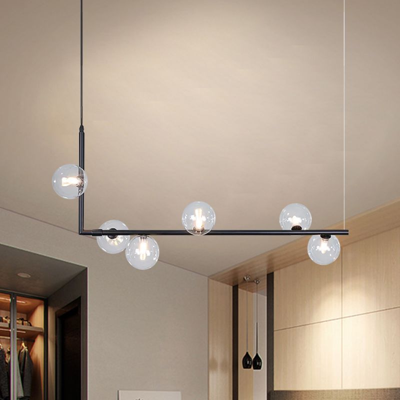 Valentina lampă suspendată minimalistă Lineară, negru & auriu, 6/8 surse de lumină