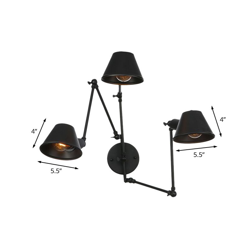 Epoch aplică de perete vintage reglabilă din metal, culoare neagră/rugină, pentru dormitor