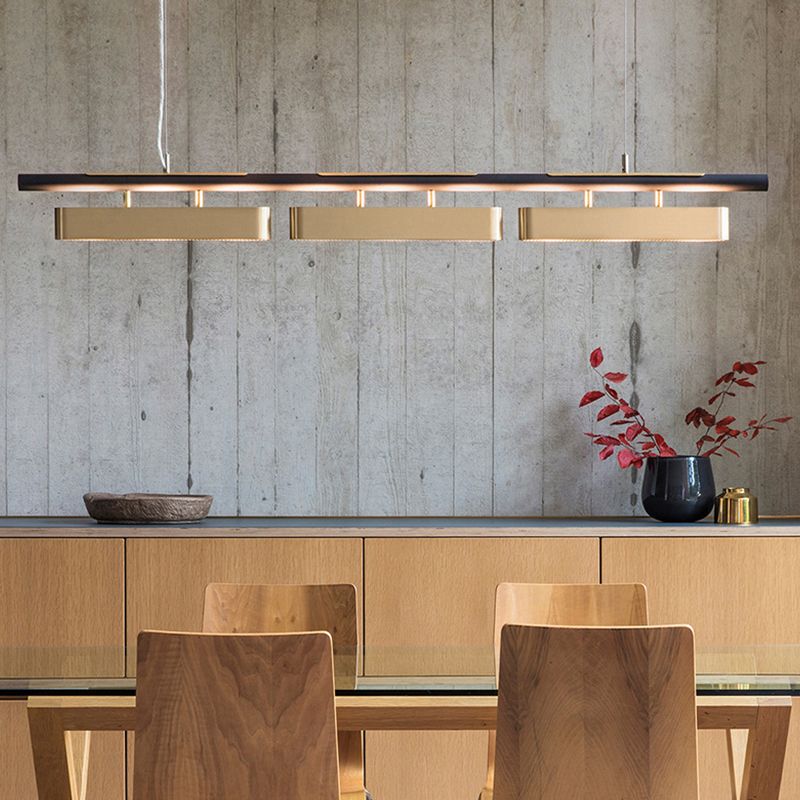 Arisha lampă suspendată dreptunghiulară modernă, metal, negru/alamă, birou
